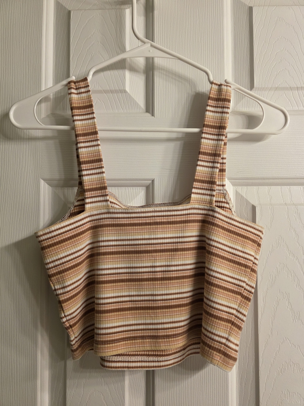 Striped Ribbed Square-Neck Crop Top - Picture 2 of 4